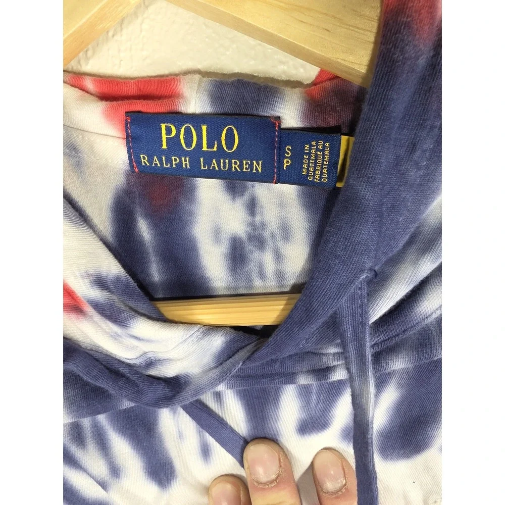 Polo Ralph Lauren Tie Dye Hoodie Shirt Men's Small Red Blue Spiral Pony Logo USA